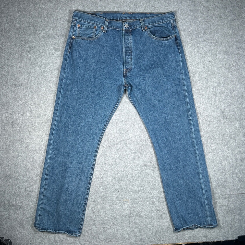 Levi's Denim Jeans Mens 38x30 Blue 501 Original Fit Straight Leg Button Fly